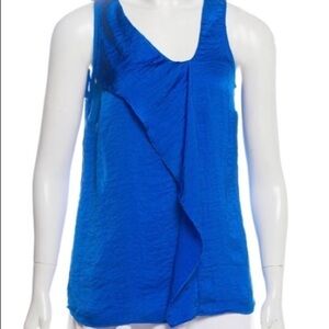Michael Michael Kors Cobalt Blue Sleeveless Ruffle V-Neck Blouse Small